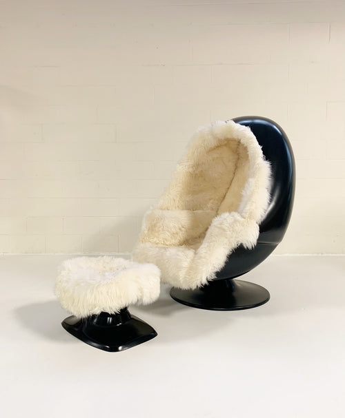Alpha Egg Chair and Ottoman in New Zealand Sheepskin - FORSYTH