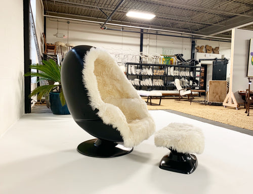 Alpha Egg Chair and Ottoman in New Zealand Sheepskin - FORSYTH