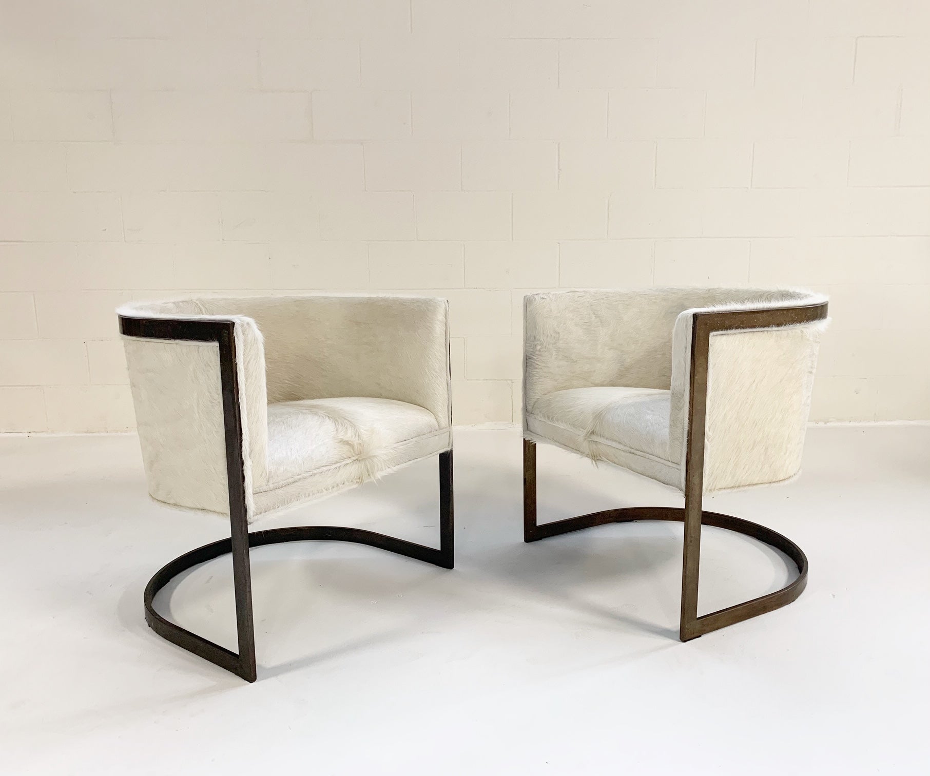 Brass Armchairs in Brazilian Cowhide, pair - FORSYTH