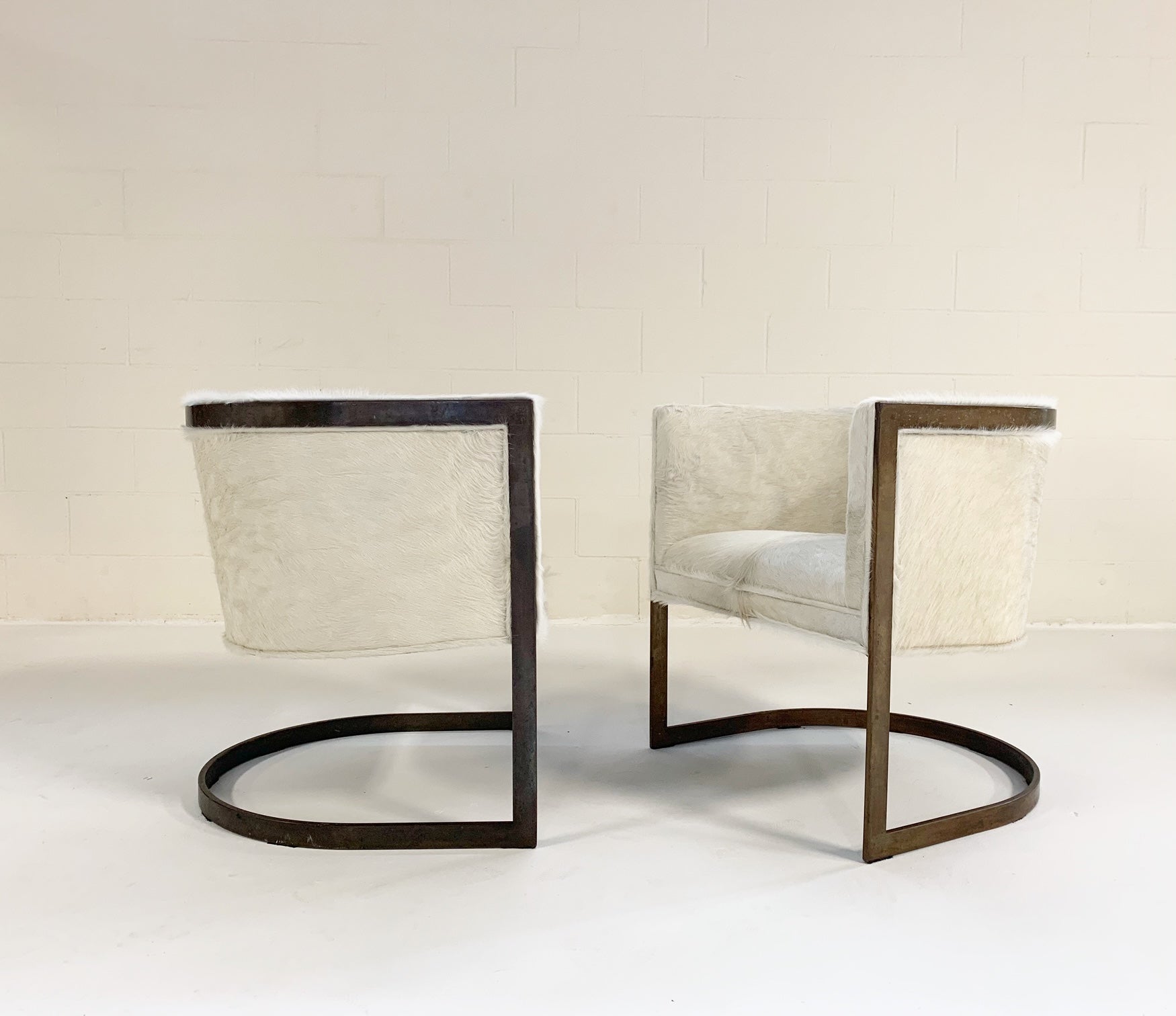 Brass Armchairs in Brazilian Cowhide, pair - FORSYTH