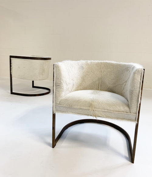 Brass Armchairs in Brazilian Cowhide, pair - FORSYTH