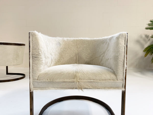 Brass Armchairs in Brazilian Cowhide, pair - FORSYTH