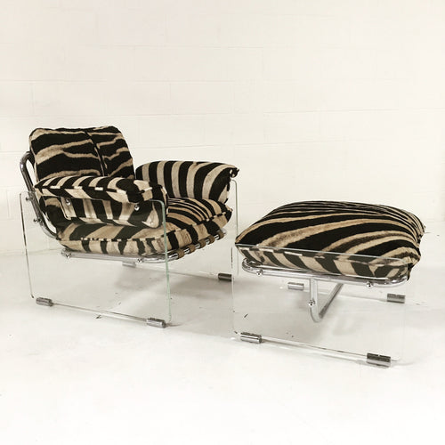 Argenta Lounge Chair and Ottoman in Zebra Hide - FORSYTH