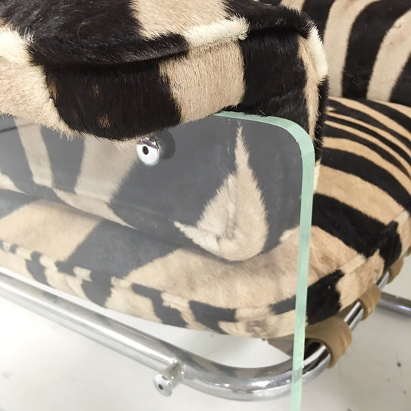 Argenta Lounge Chair and Ottoman in Zebra Hide - FORSYTH