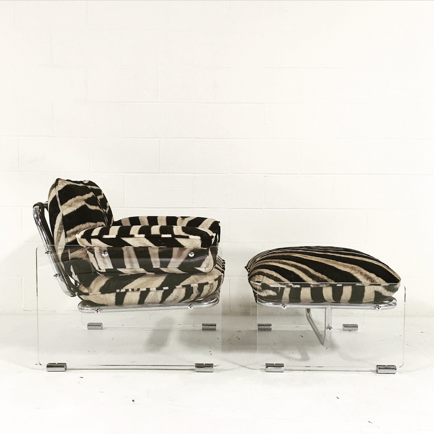 Argenta Lounge Chair and Ottoman in Zebra Hide - FORSYTH