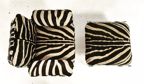 Argenta Lounge Chair and Ottoman in Zebra Hide - FORSYTH