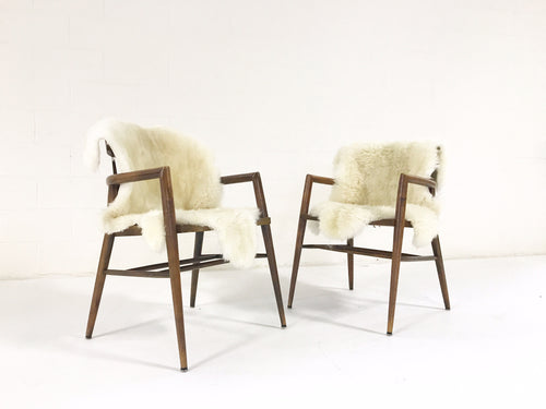 Captain Chairs with Brazilian Sheepskins, pair - FORSYTH