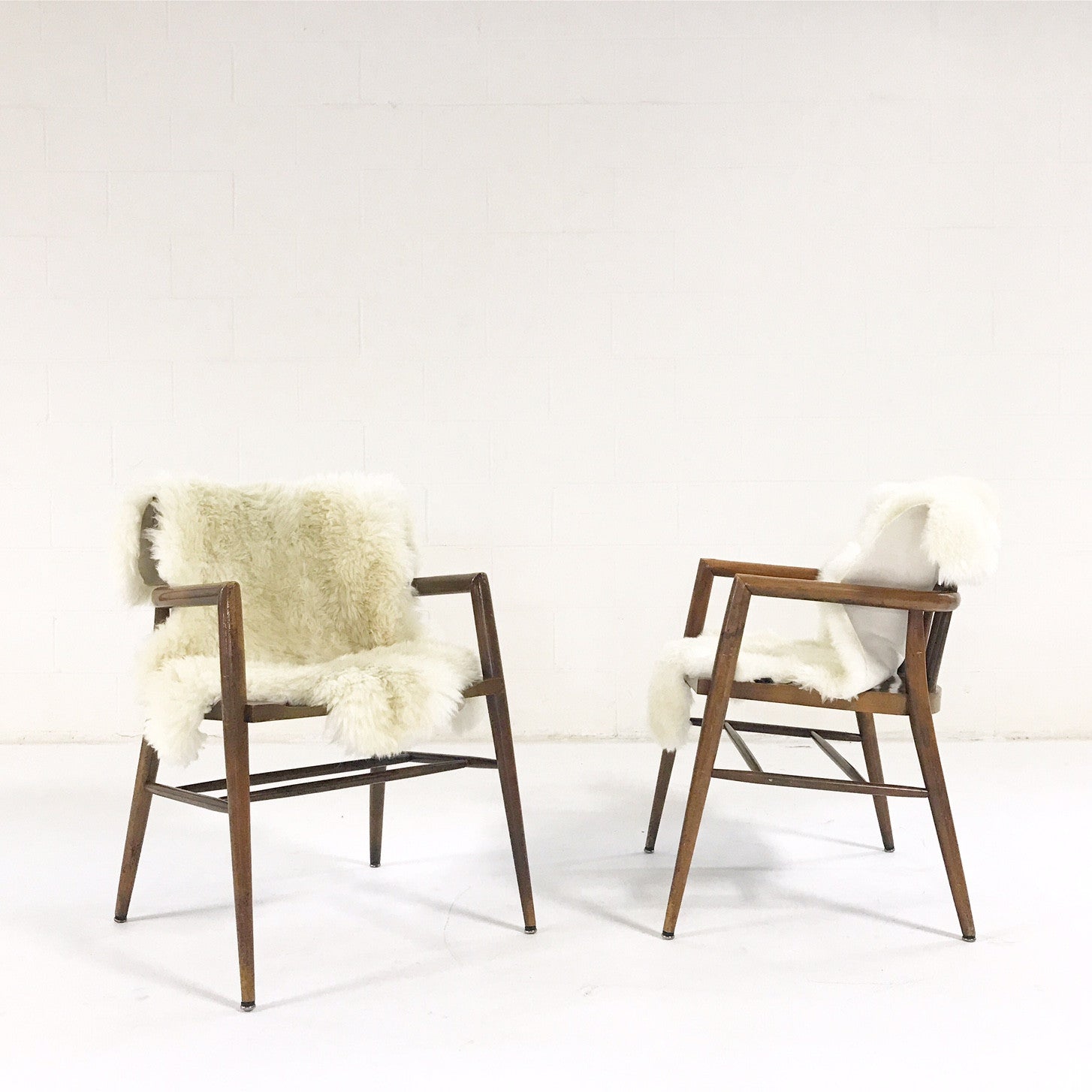 Captain Chairs with Brazilian Sheepskins, pair - FORSYTH