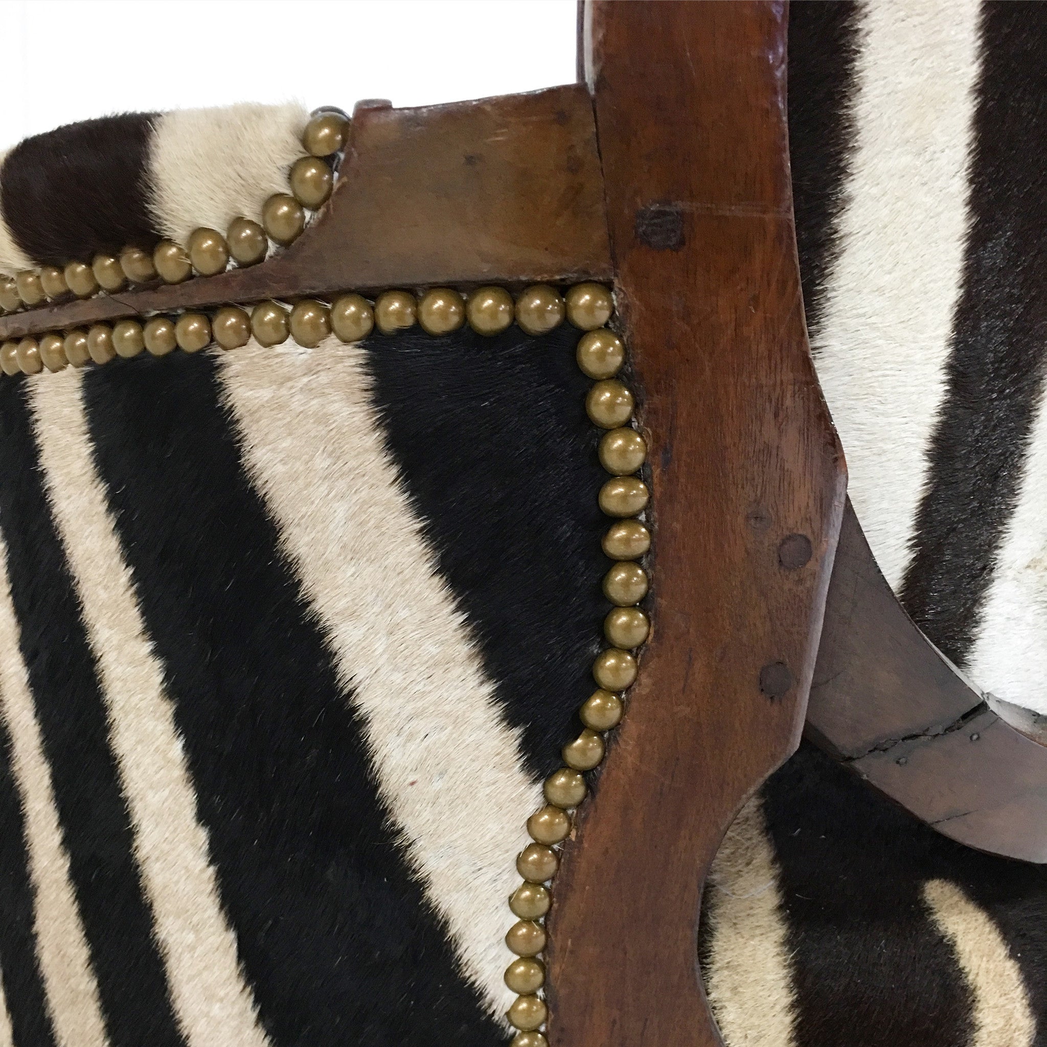 Louis XVI Style Walnut Bergere in Zebra Hide - FORSYTH