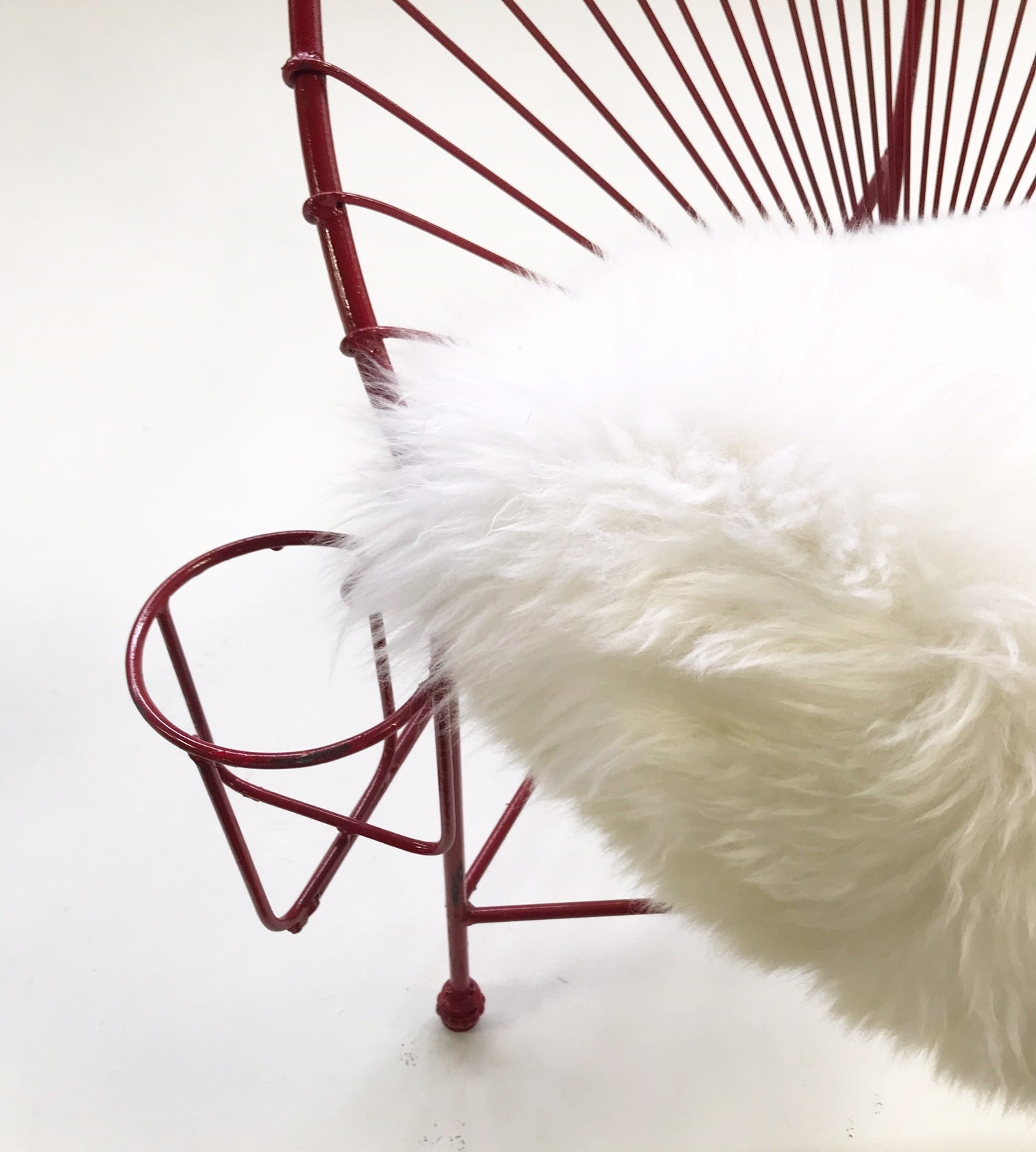Papasan Chairs with Sheepskin Cushions, pair - FORSYTH