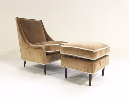 Lounge Chair and Ottoman in Ralph Lauren Linen Velvet - FORSYTH