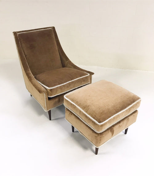 Lounge Chair and Ottoman in Ralph Lauren Linen Velvet - FORSYTH