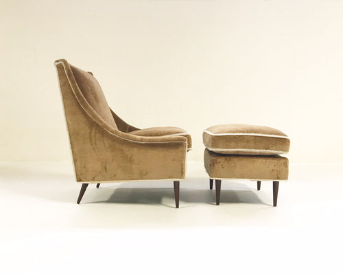 Lounge Chair and Ottoman in Ralph Lauren Linen Velvet - FORSYTH