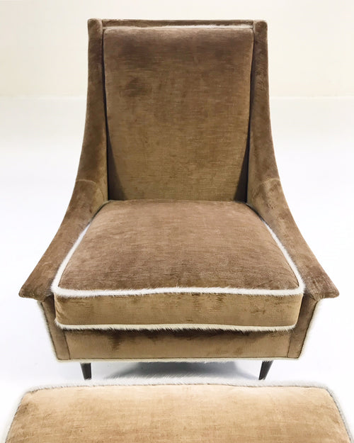 Lounge Chair and Ottoman in Ralph Lauren Linen Velvet - FORSYTH