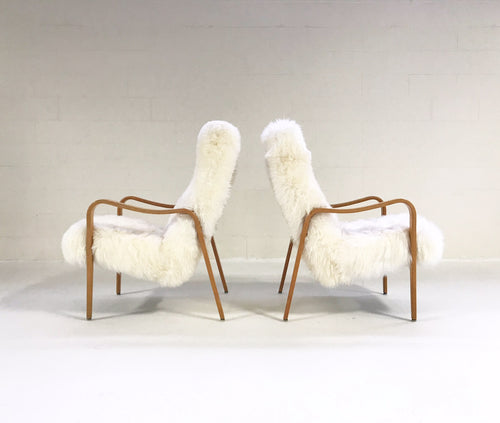 Bentwood Chairs in New Zealand Sheepskin, pair - FORSYTH