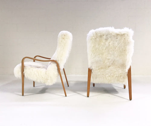 Bentwood Chairs in New Zealand Sheepskin, pair - FORSYTH