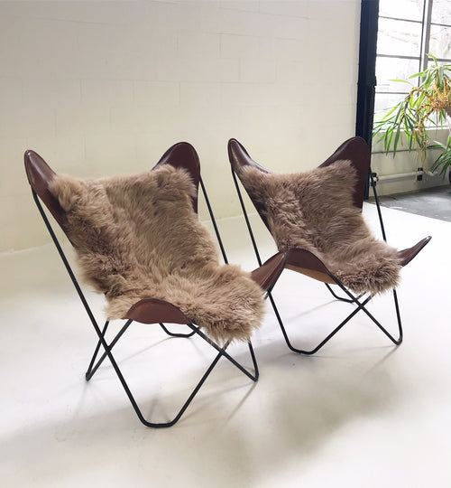 Butterfly Chairs with Sheepskins, pair - FORSYTH