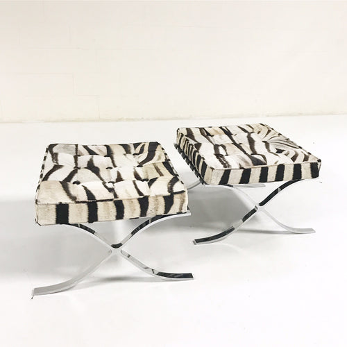 Barcelona Style Ottomans in Zebra Hide - FORSYTH