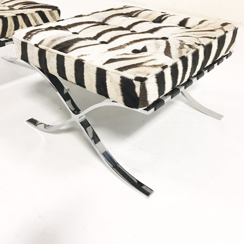 Barcelona Style Ottomans in Zebra Hide - FORSYTH