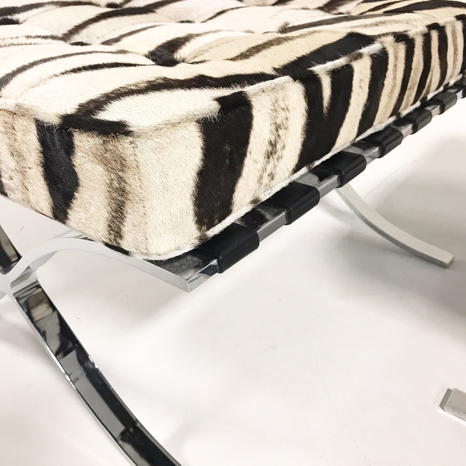 Barcelona Style Ottomans in Zebra Hide - FORSYTH