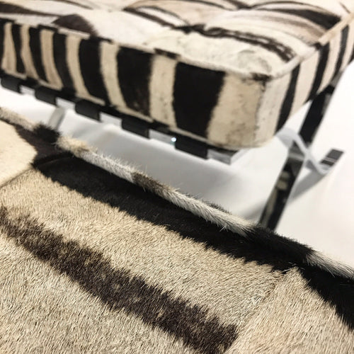 Barcelona Style Ottomans in Zebra Hide - FORSYTH