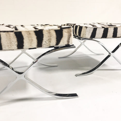 Barcelona Style Ottomans in Zebra Hide - FORSYTH