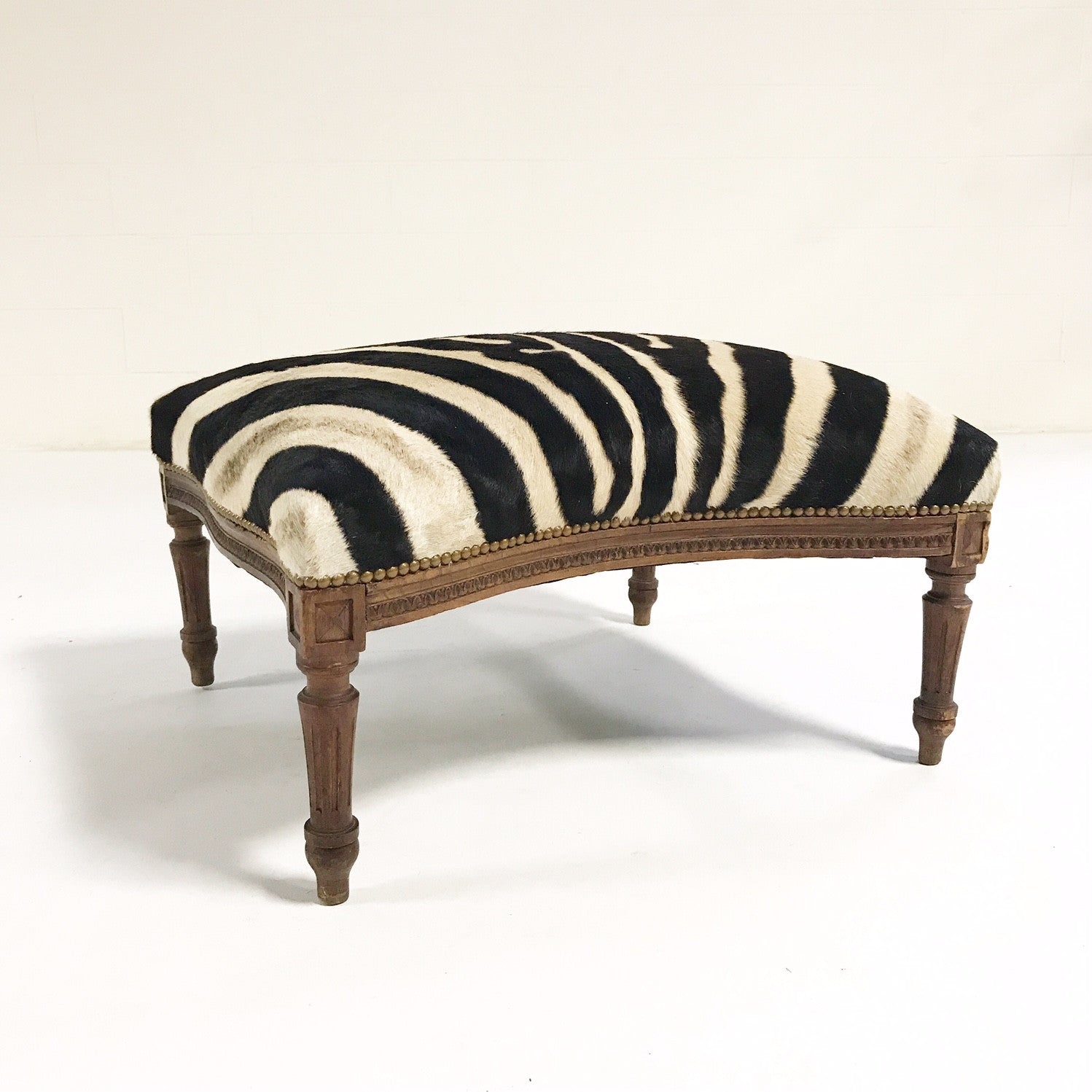 Large Ottoman in Zebra Hide - FORSYTH