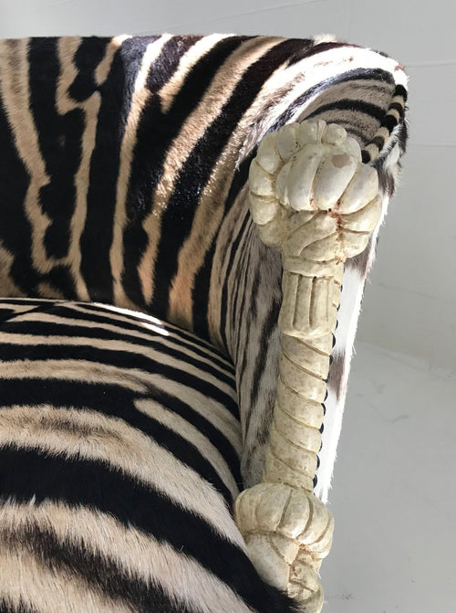 Vintage Napoleon III Style Twisted Rope and Tassel Carved Armchairs Restored in Zebra - Pair - FORSYTH