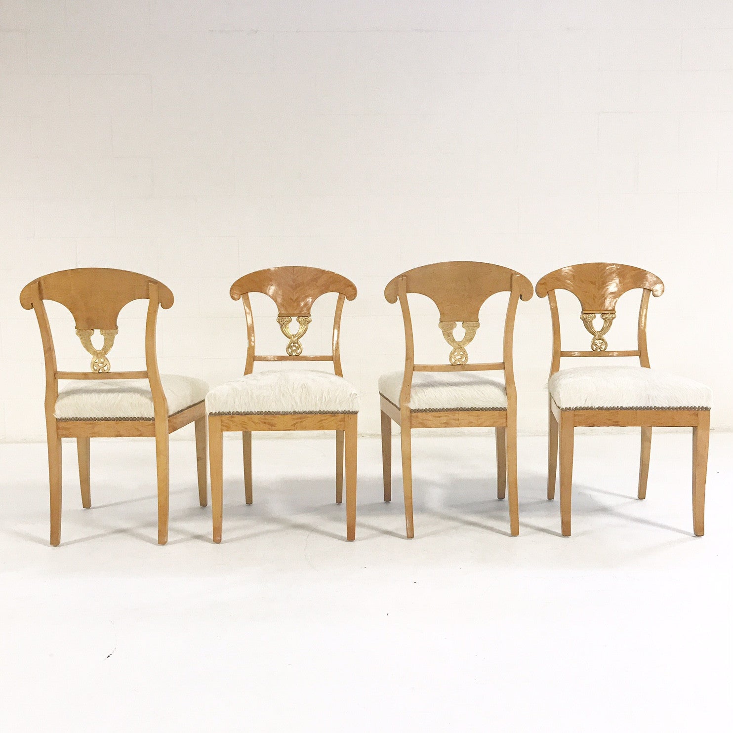 Biedermeier Chairs in Brazilian Cowhide, set of 4 - FORSYTH