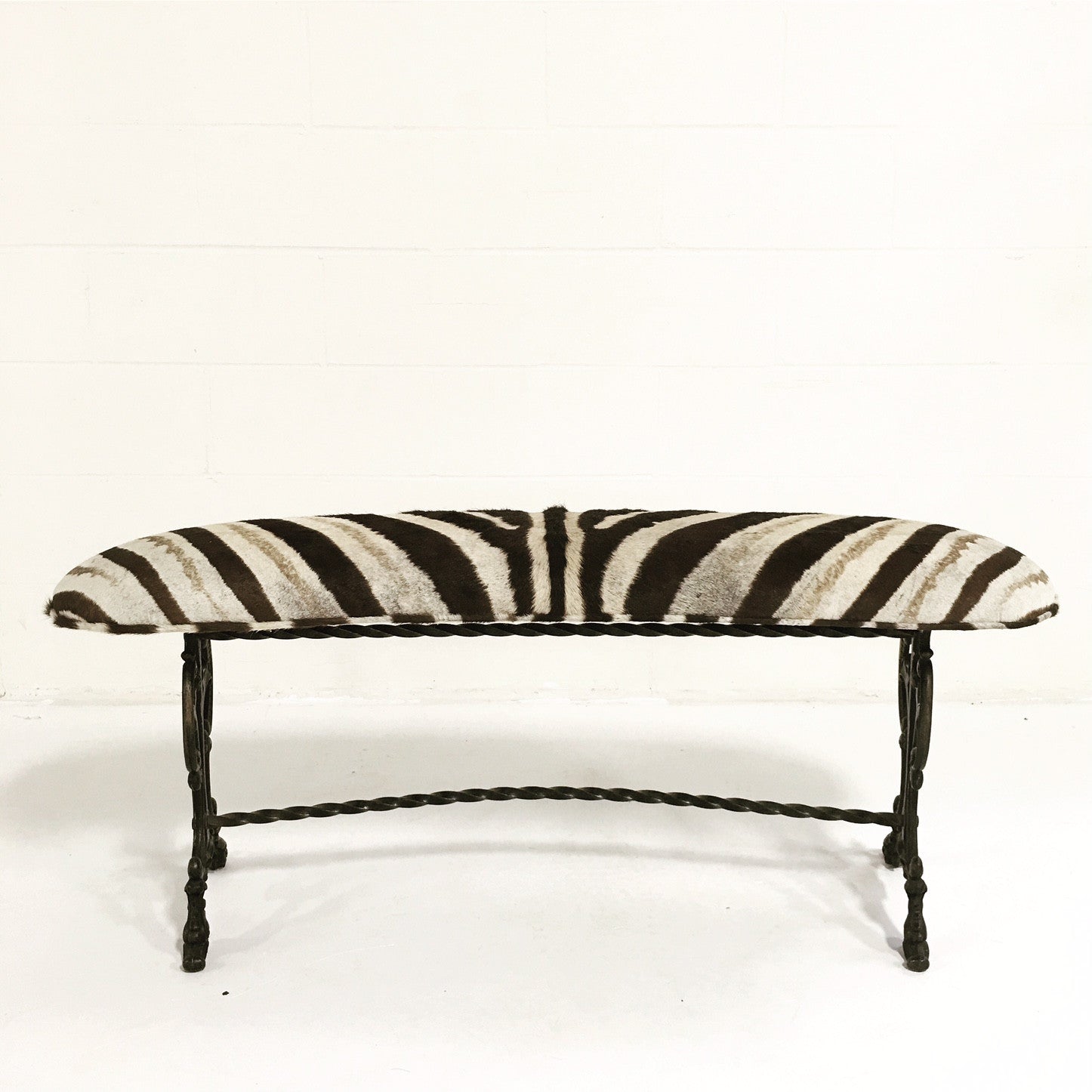 Victorian Iron Bench in Zebra Hide - FORSYTH