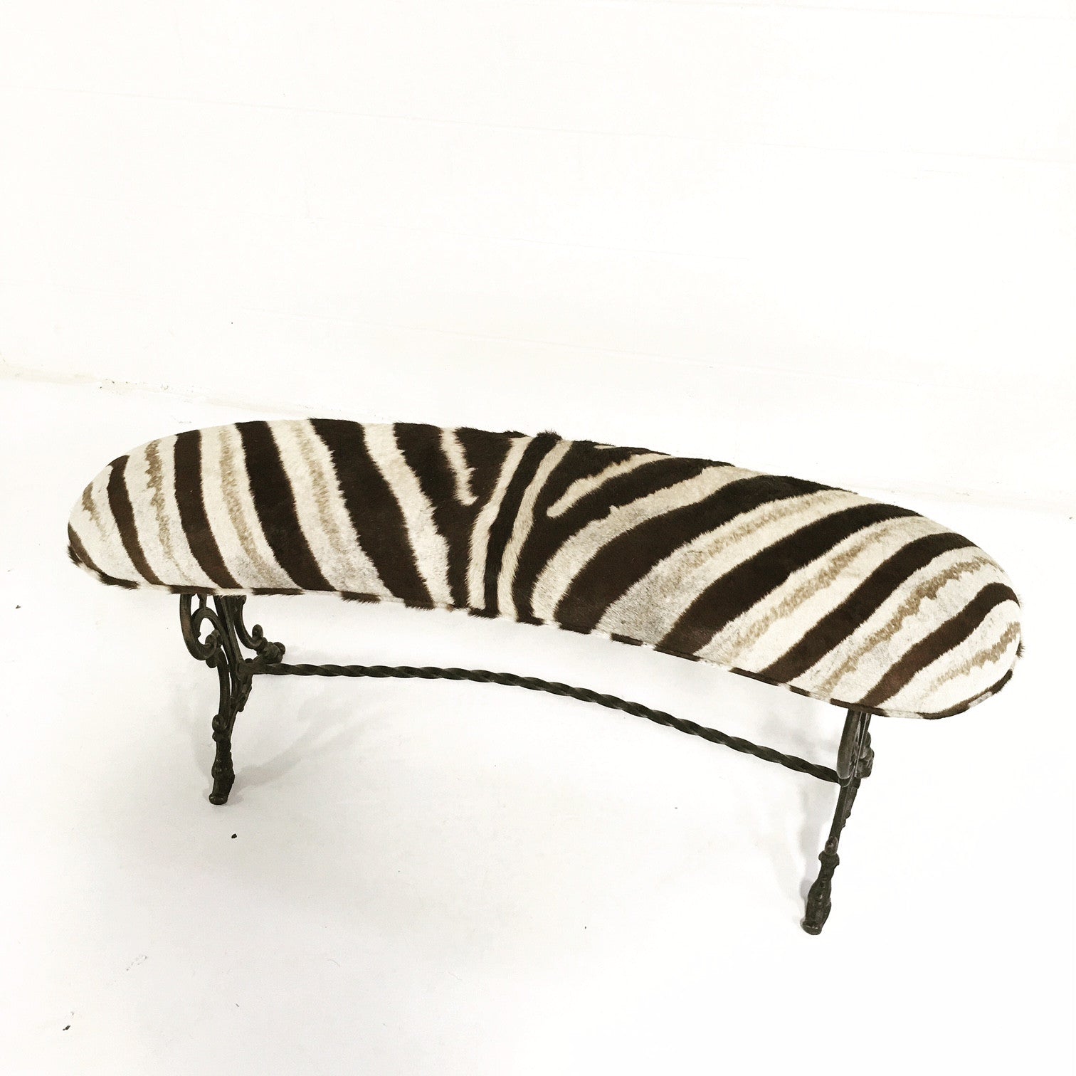 Victorian Iron Bench in Zebra Hide - FORSYTH