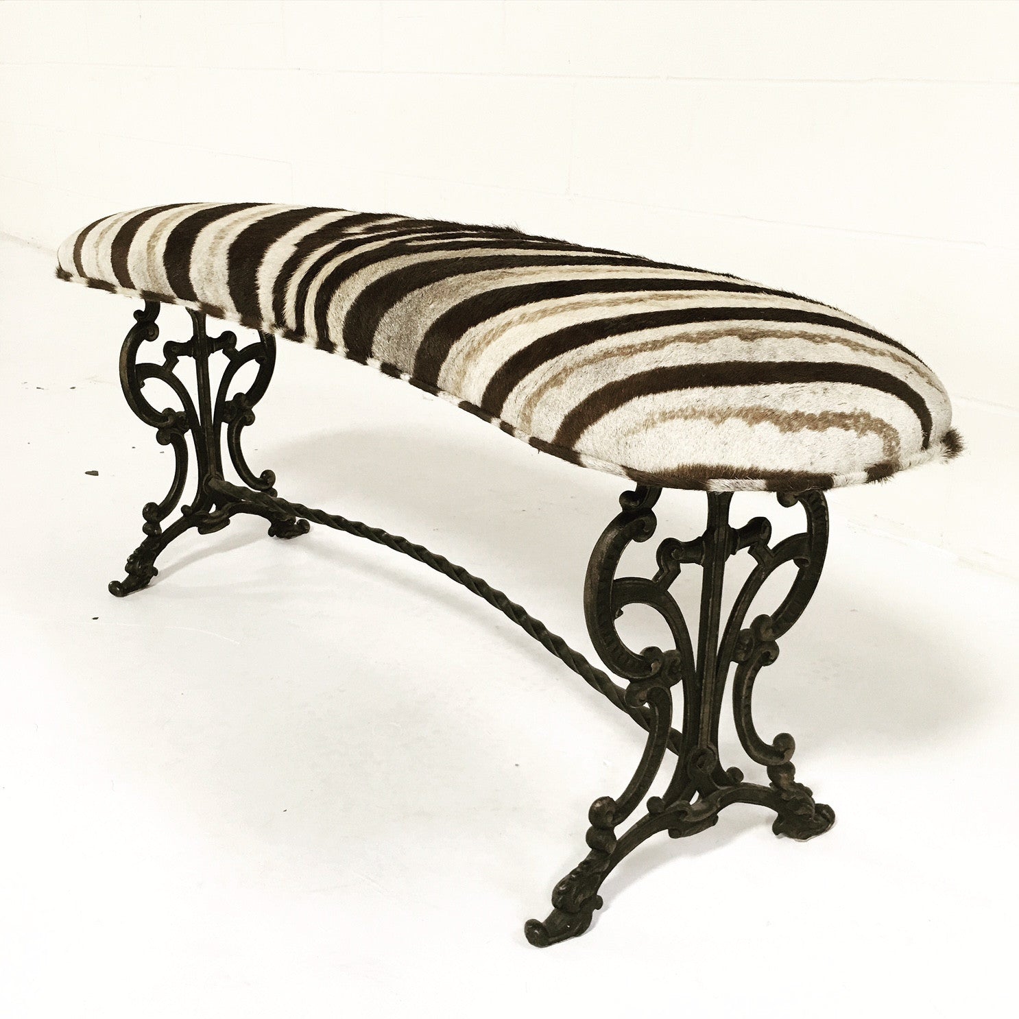 Victorian Iron Bench in Zebra Hide - FORSYTH
