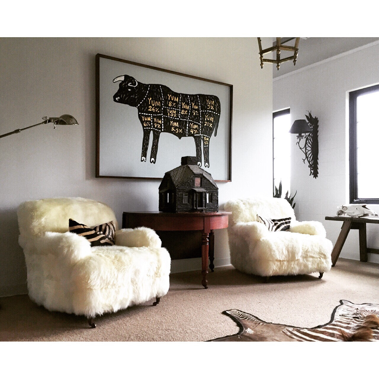Armchairs in New Zealand Sheepskin, pair - FORSYTH