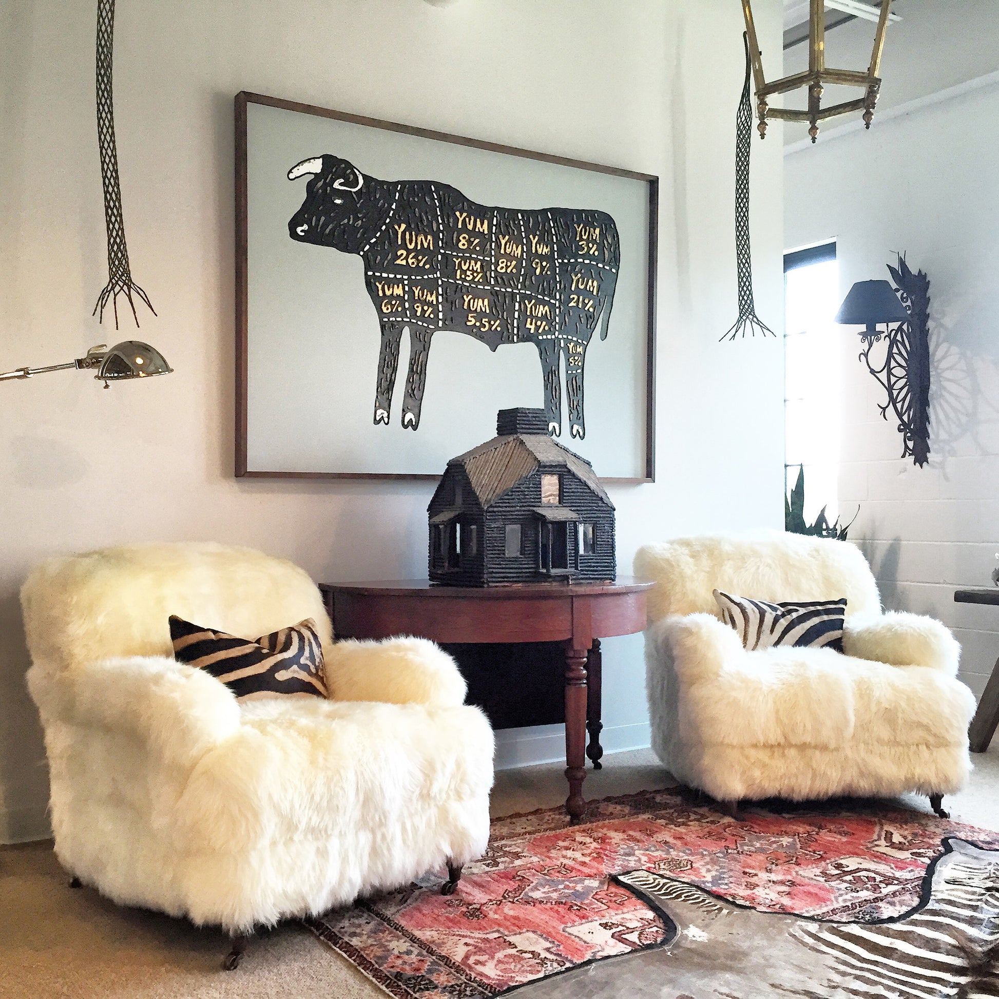 Armchairs in New Zealand Sheepskin, pair - FORSYTH
