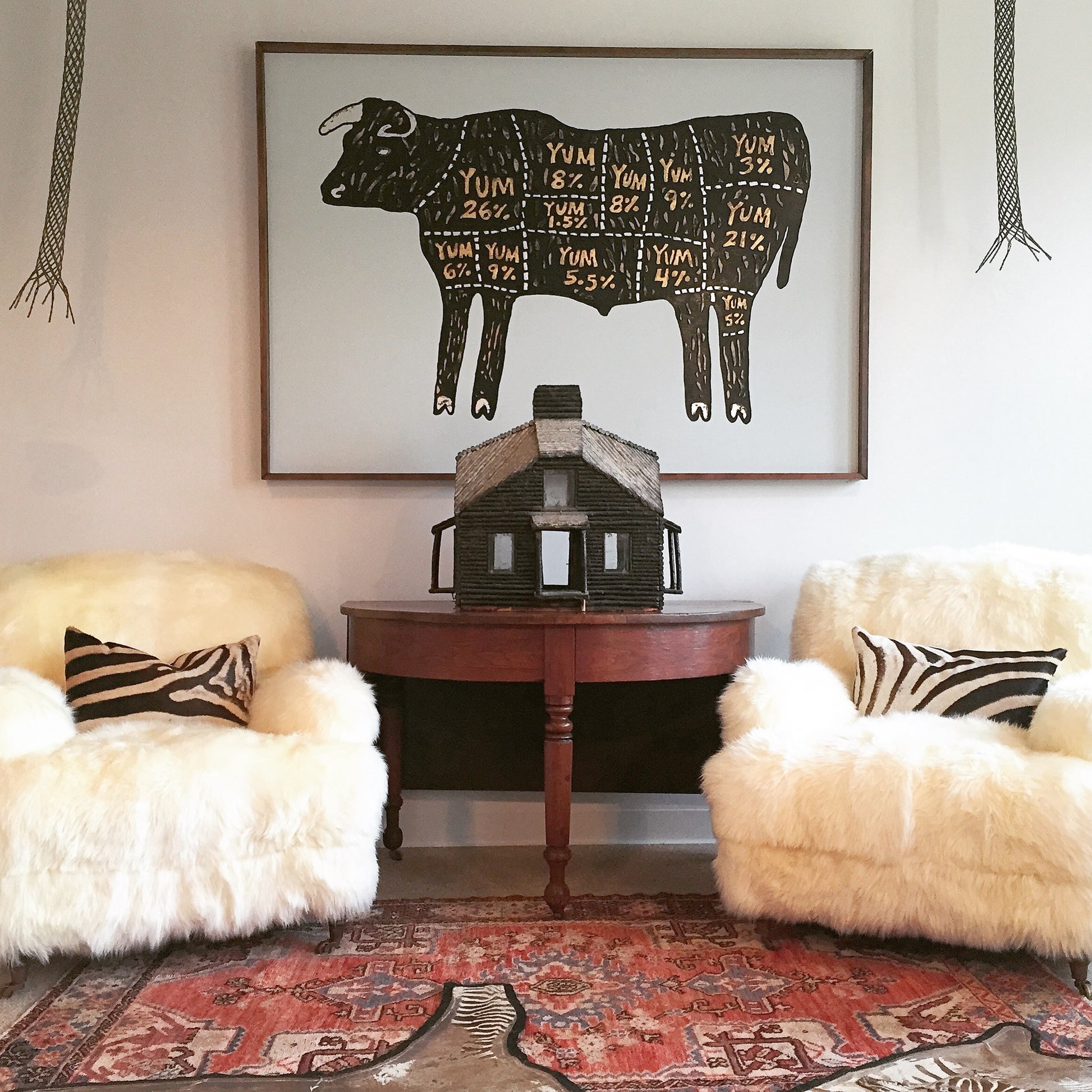 Armchairs in New Zealand Sheepskin, pair - FORSYTH