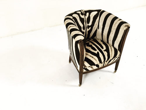 1930s Barrel Chair in Zebra Hide - FORSYTH