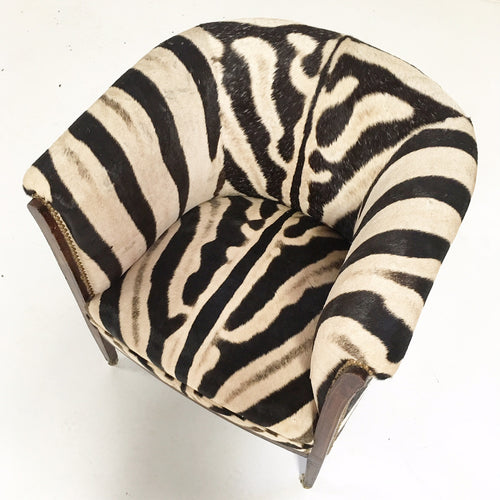 1930s Barrel Chair in Zebra Hide - FORSYTH