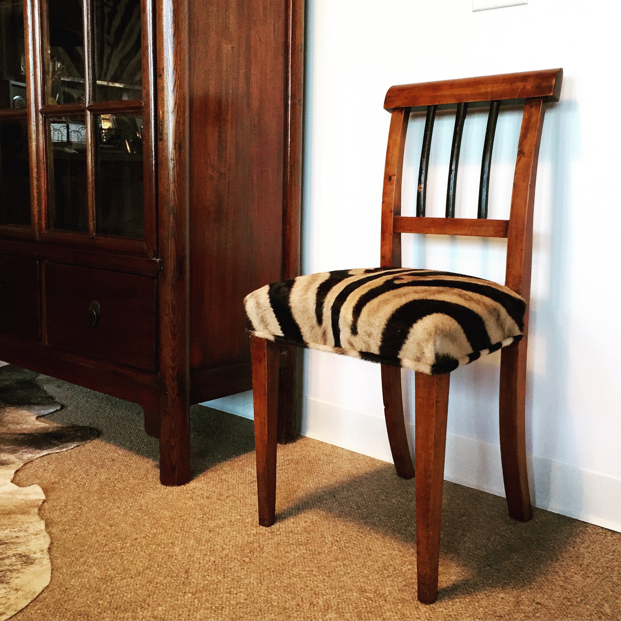 Biedermeier Side Chair in Zebra Hide - FORSYTH
