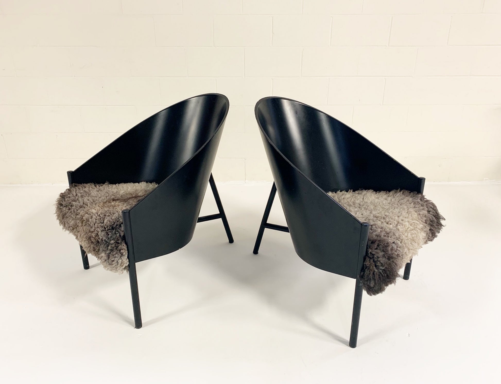 Pratfall Lounge Chairs in California Sheepskin, pair - FORSYTH