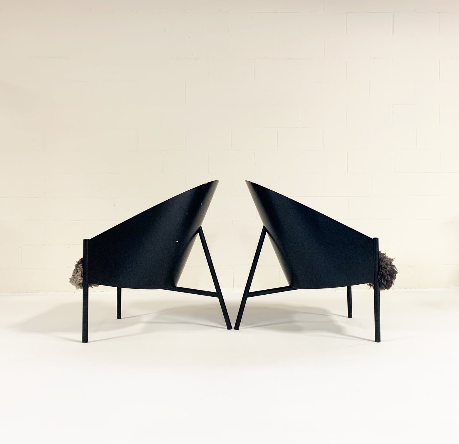 Pratfall Lounge Chairs in California Sheepskin, pair - FORSYTH