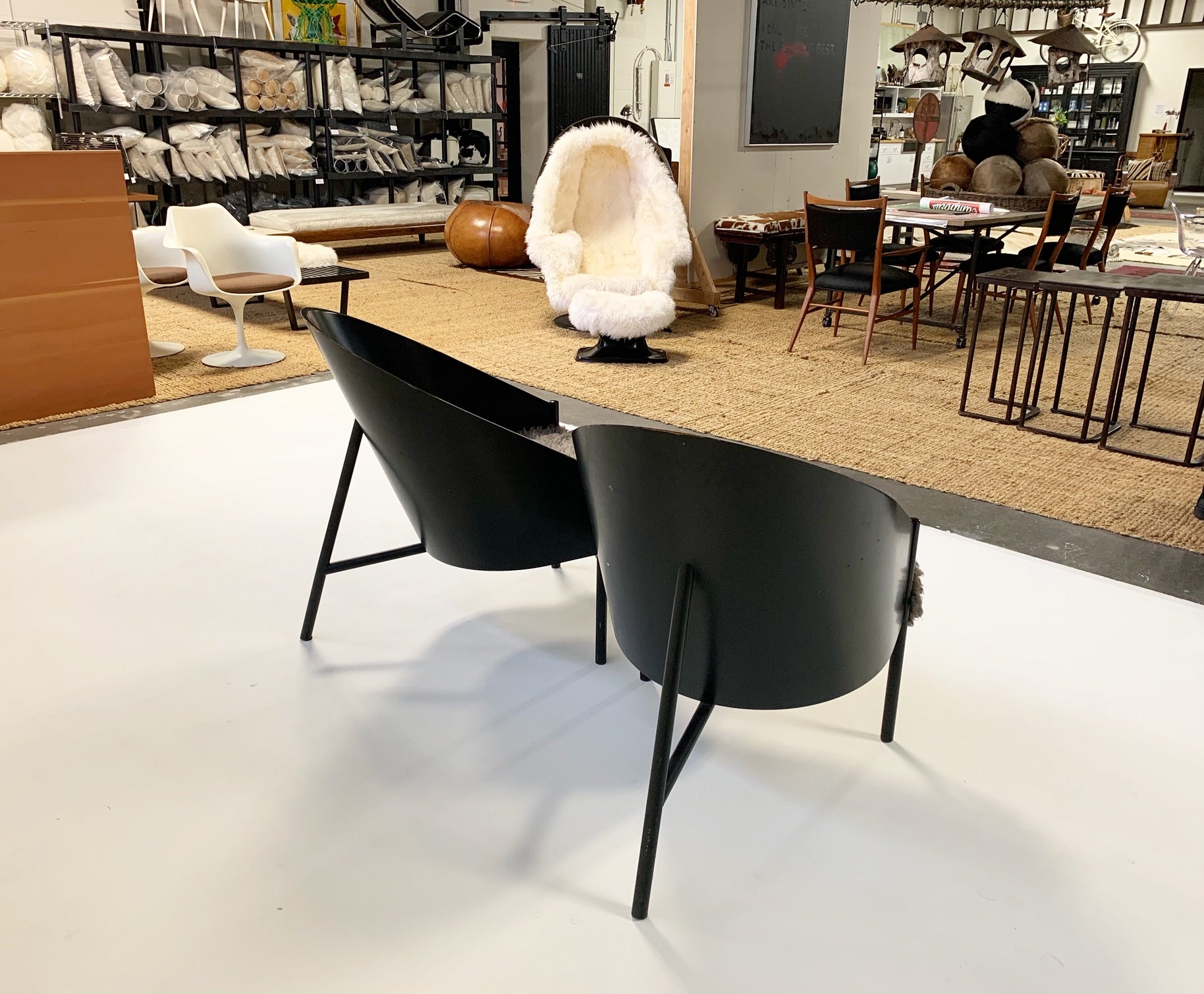 Pratfall Lounge Chairs in California Sheepskin, pair - FORSYTH