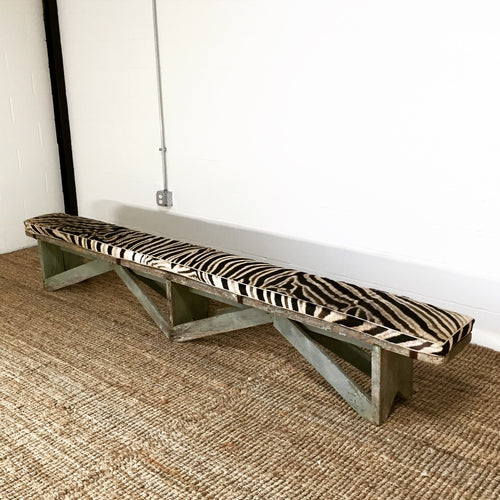 Farmhouse Bench with Zebra Cushion - FORSYTH