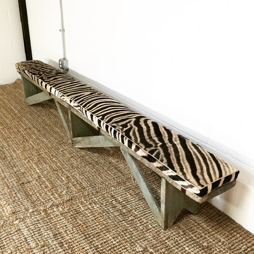 Farmhouse Bench with Zebra Cushion - FORSYTH