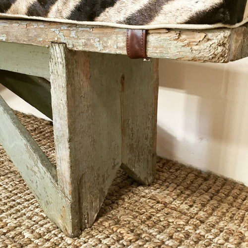 Farmhouse Bench with Zebra Cushion - FORSYTH