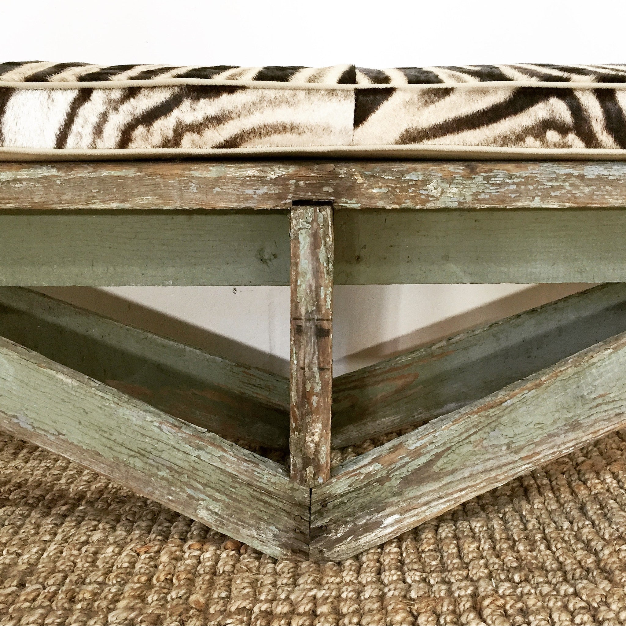 Farmhouse Bench with Zebra Cushion - FORSYTH