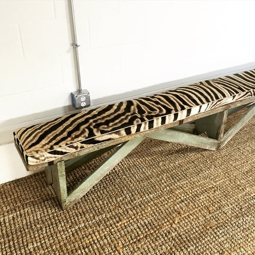 Farmhouse Bench with Zebra Cushion - FORSYTH