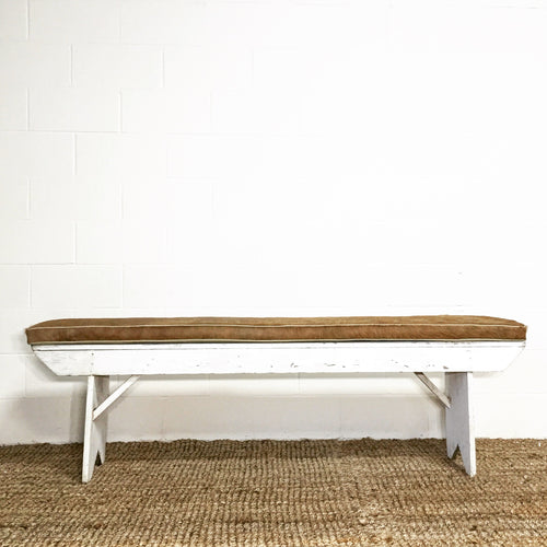 Farmhouse Bench with Cowhide Cushion - FORSYTH