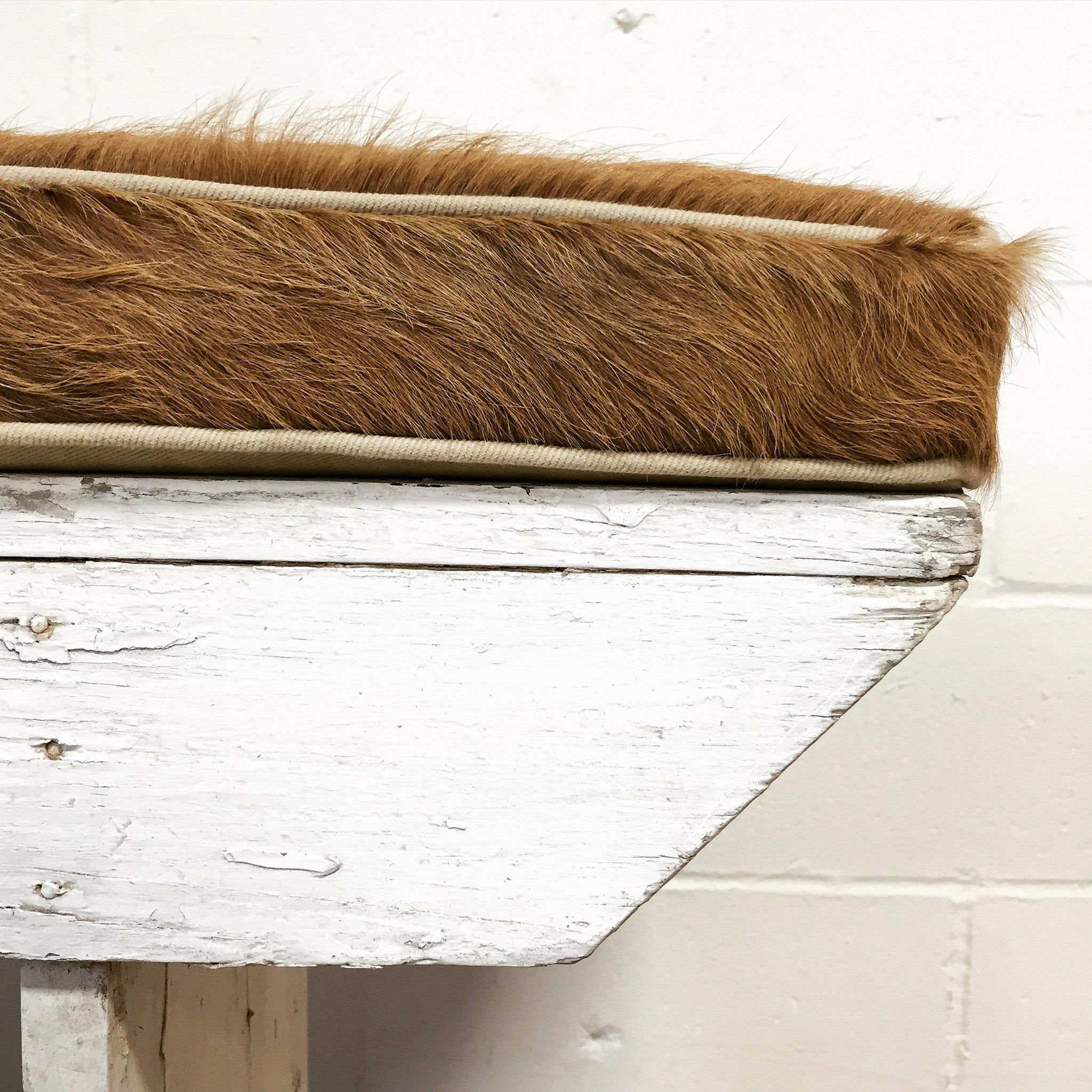 Farmhouse Bench with Cowhide Cushion - FORSYTH