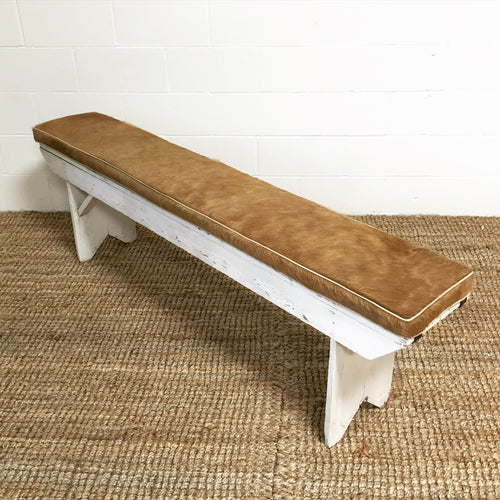 Farmhouse Bench with Cowhide Cushion - FORSYTH