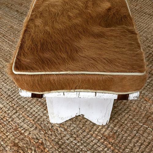 Farmhouse Bench with Cowhide Cushion - FORSYTH